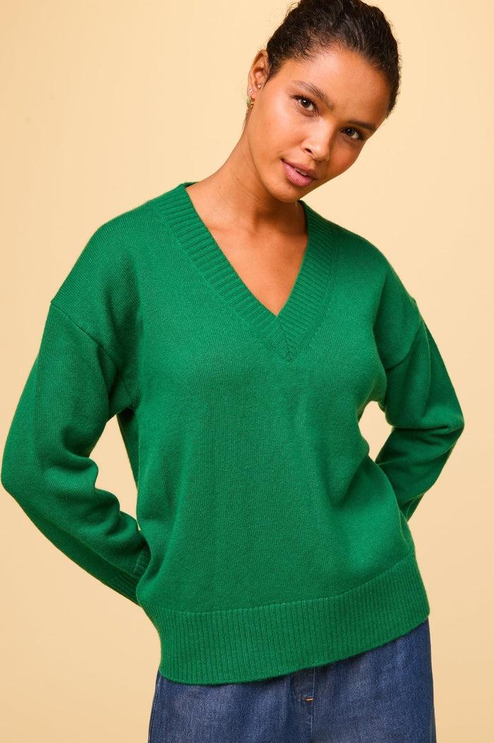 aspiga Merino Wool Relaxed V-Neck Jumper