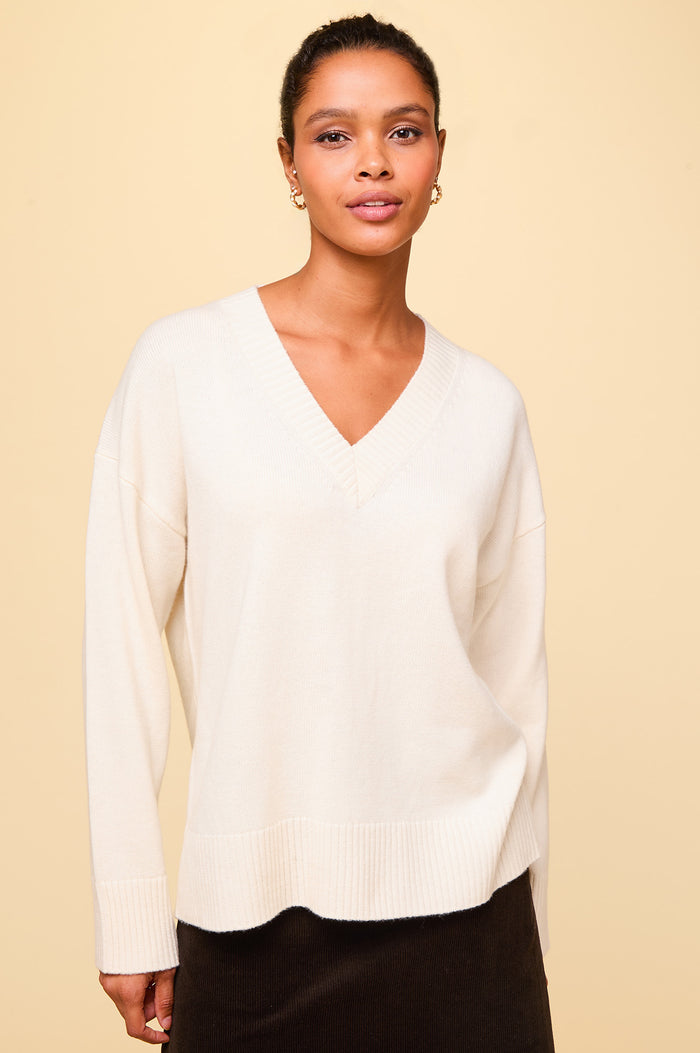 aspiga Merino Wool Relaxed V-Neck Jumper