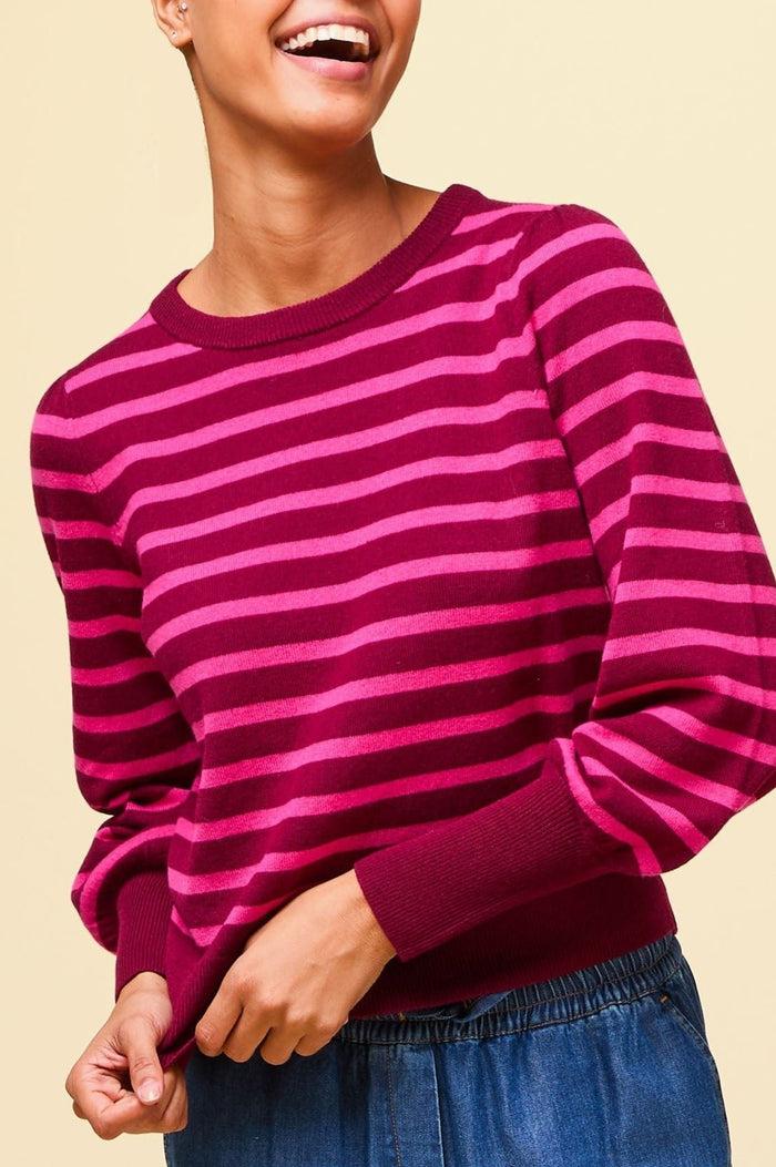 Aspiga Merino Wool Stripe Crew Neck Jumper