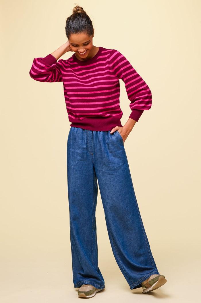 Aspiga Merino Wool Stripe Crew Neck Jumper