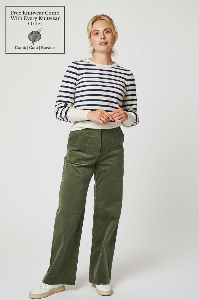 Aspiga Merino Wool Striped Crew Neck Jumper