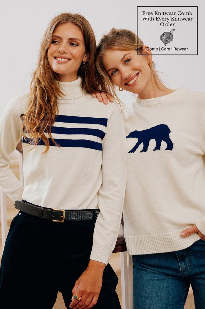 Aspiga Merino Wool Striped Slim Fit Polo Neck