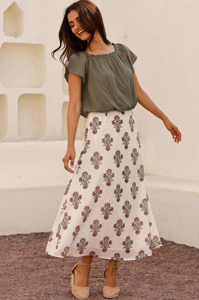 Aspiga Neve Organic Cotton Block Print Skirt