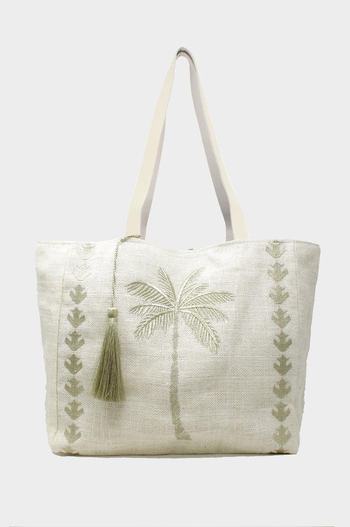 aspiga Palm Tree Jute Beach Bag