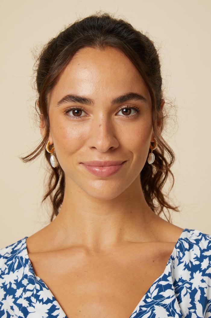 Aspiga Pearl Drop Hoop Earrings