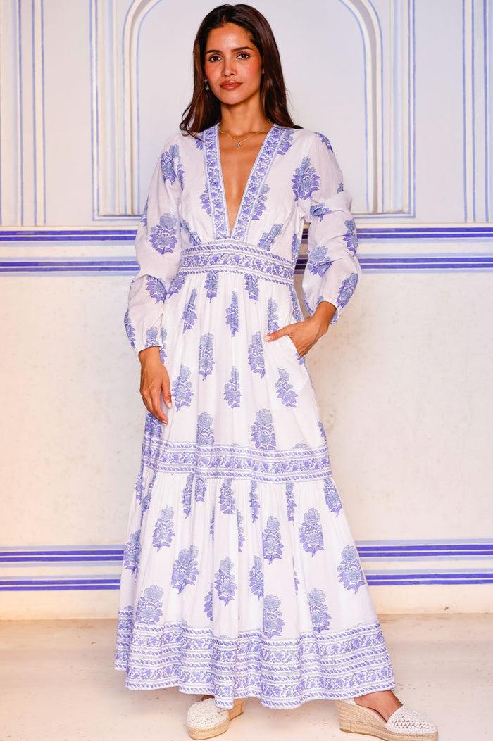 aspiga Pippa Long Sleeve Block Print Dress