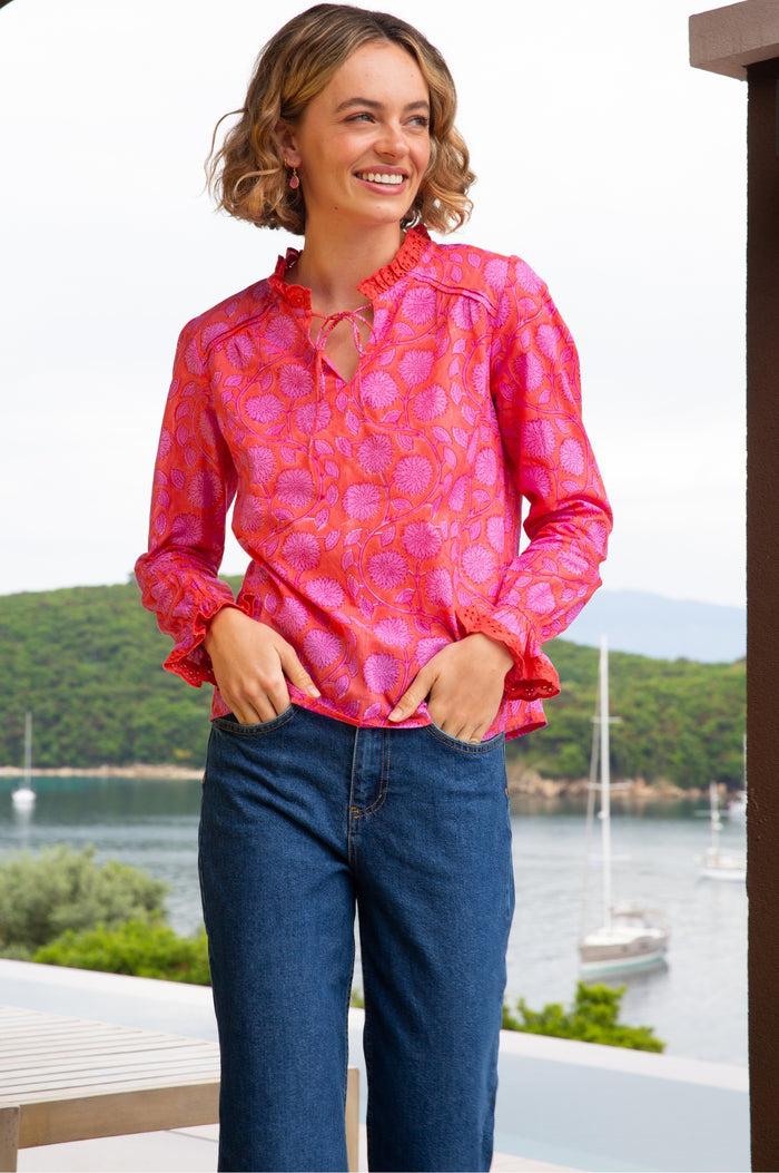 Aspiga Rosie Organic Cotton Block Print Blouse