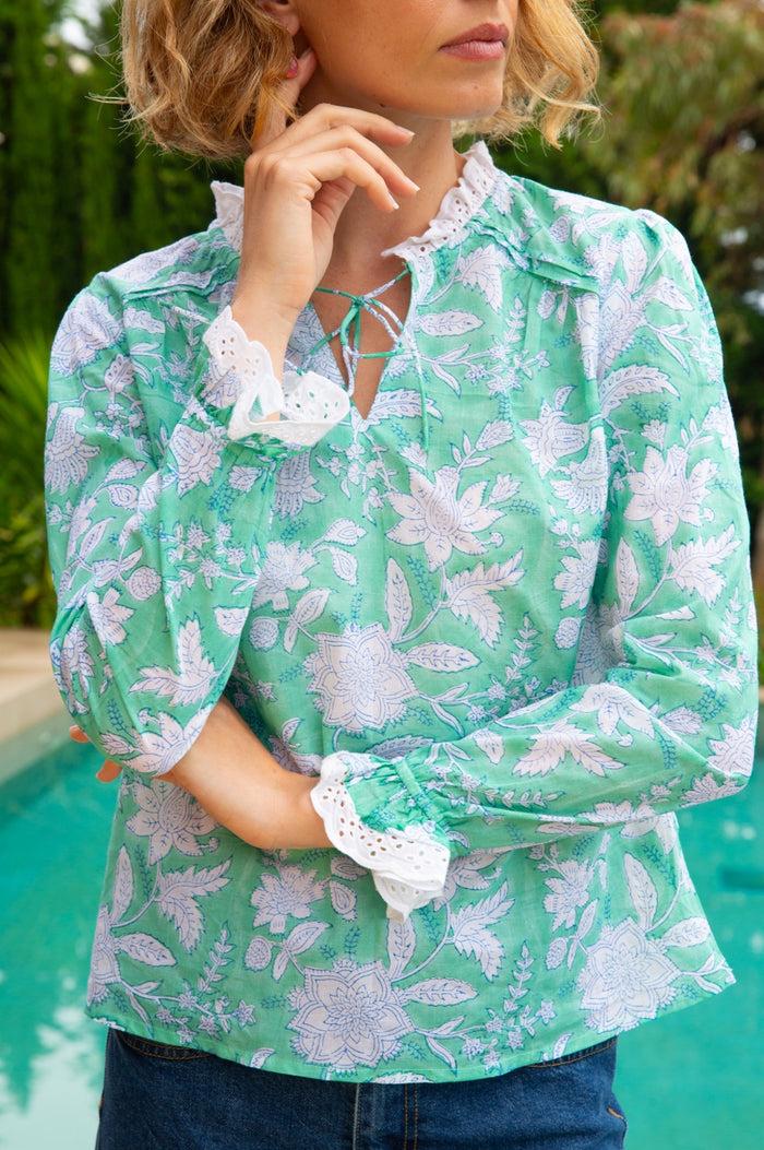 Aspiga Rosie Organic Cotton Block Print Blouse