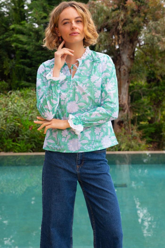 Aspiga Rosie Organic Cotton Block Print Blouse