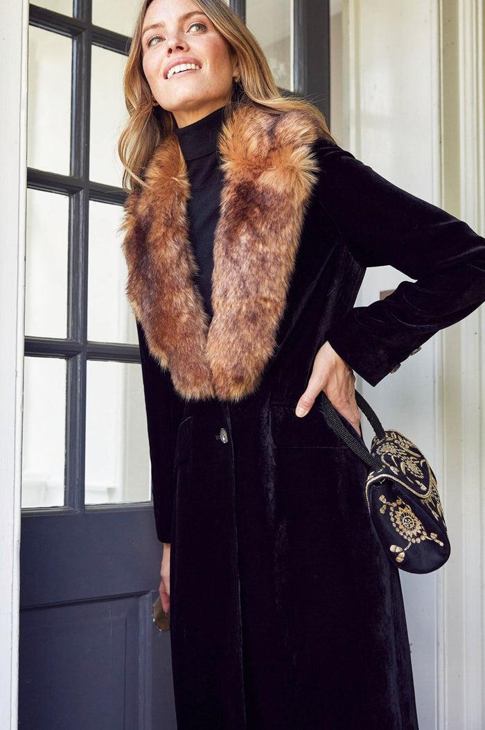 Aspiga Velvet Opera Coat With Detachable Fur