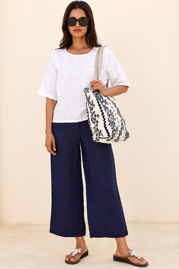 Aspiga Wide Leg Linen Cropped Trousers