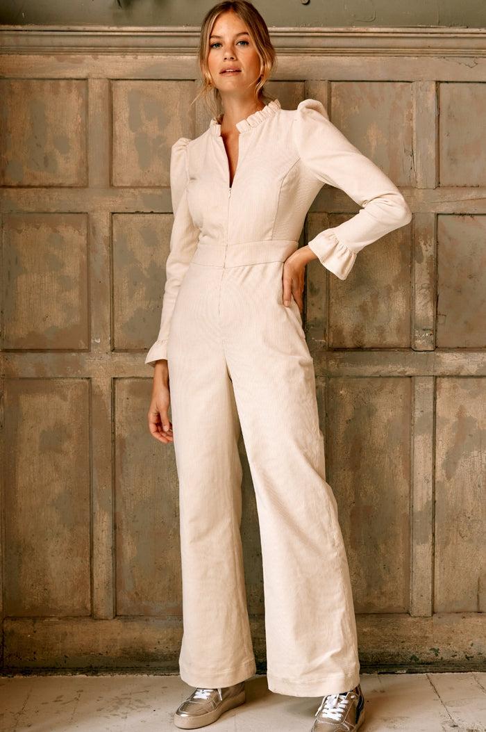 aspiga Zip Front Stretch Corduroy Jumpsuit
