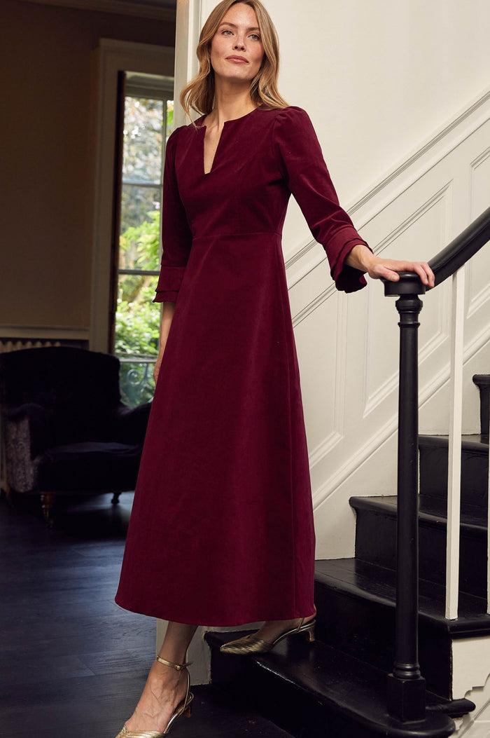 Aspiga Jocelyn V-Neck 3/4 Sleeve Stretch Corduroy Dress