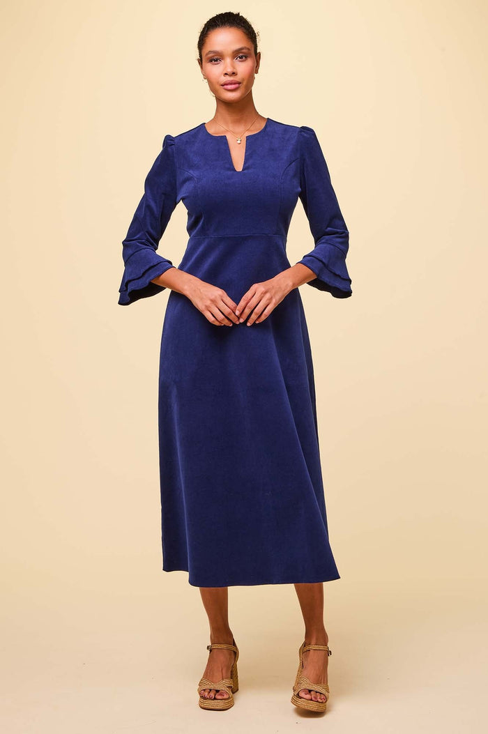 Aspiga Jocelyn V-Neck 3/4 Sleeve Stretch Corduroy Dress