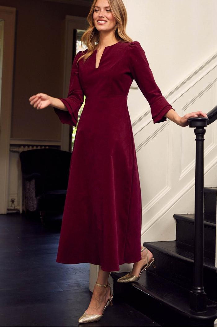 aspiga Jocelyn V-Neck 3/4 Sleeve Stretch Corduroy Dress