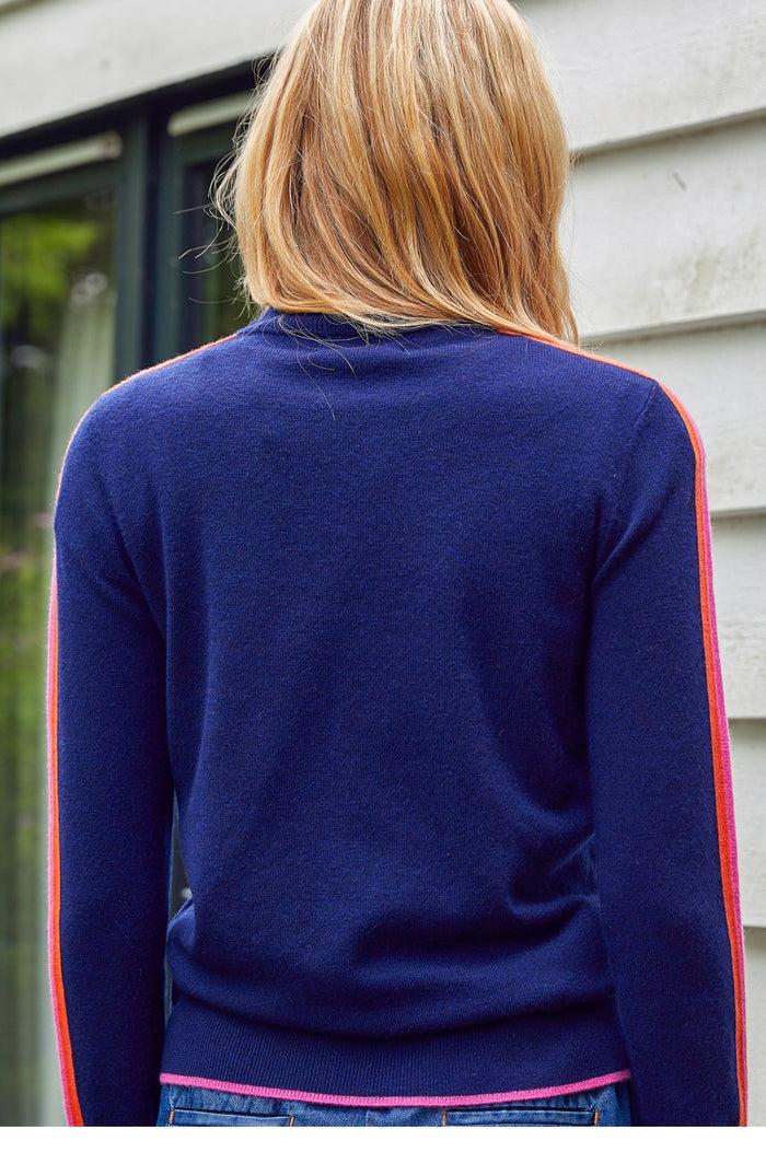 Aspiga Merino Wool Overarm Stripe Quarter Zip Jumper