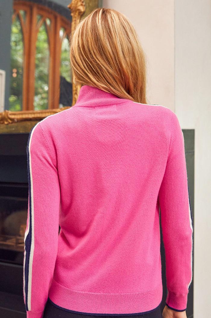 Aspiga Merino Wool Overarm Stripe Quarter Zip Jumper