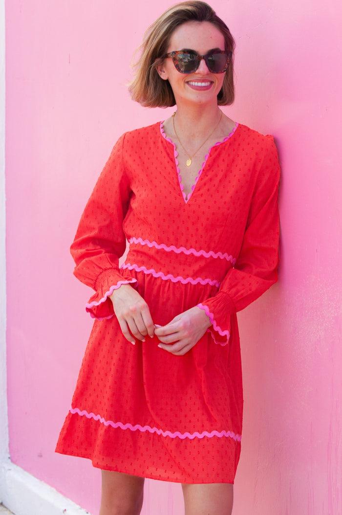 Aspiga Short Purdie Organic Cotton Ric Rac Dobby Dress