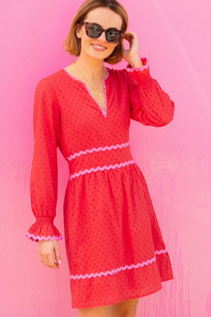 aspiga Short Purdie Organic Cotton Ric Rac Dobby Dress