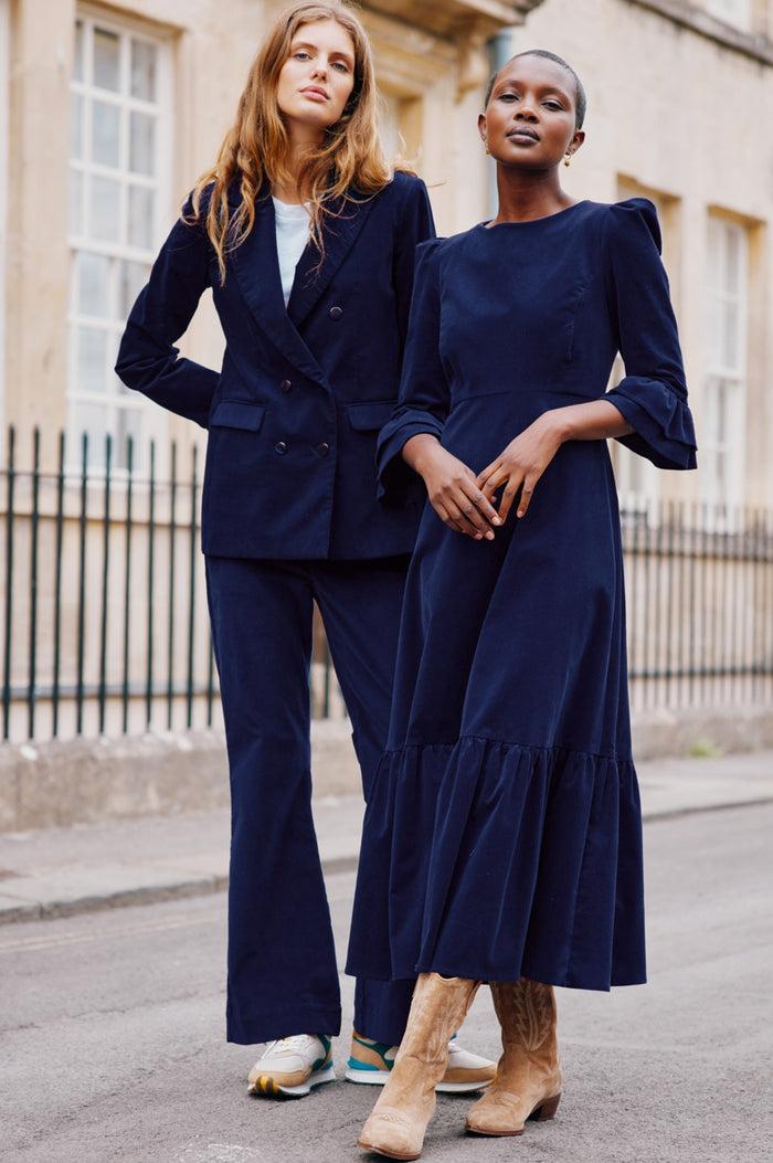 Aspiga Victoria Round Neck 3/4 Sleeve Stretch Corduroy Dress