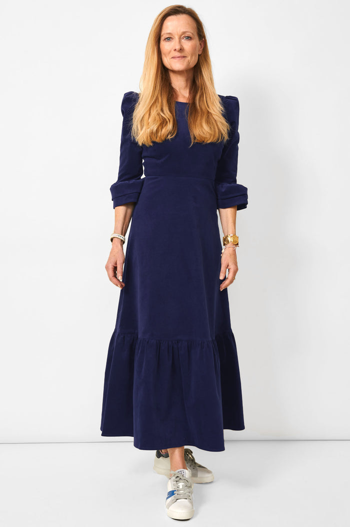 Aspiga Victoria Round Neck 3/4 Sleeve Stretch Corduroy Dress