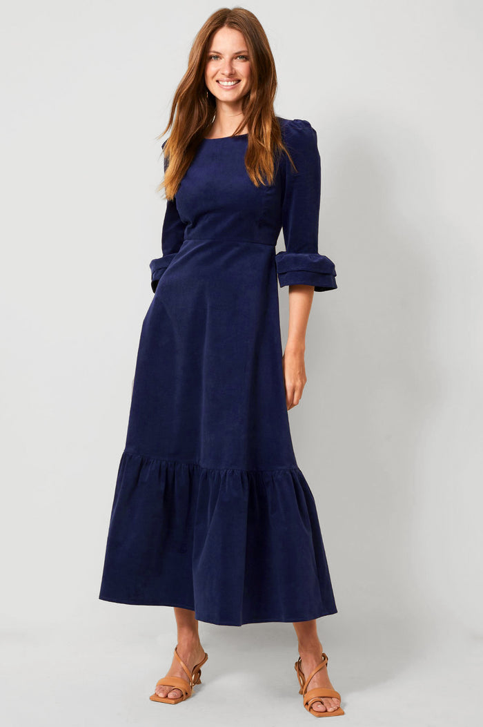 aspiga Victoria Round Neck 3/4 Sleeve Stretch Corduroy Dress