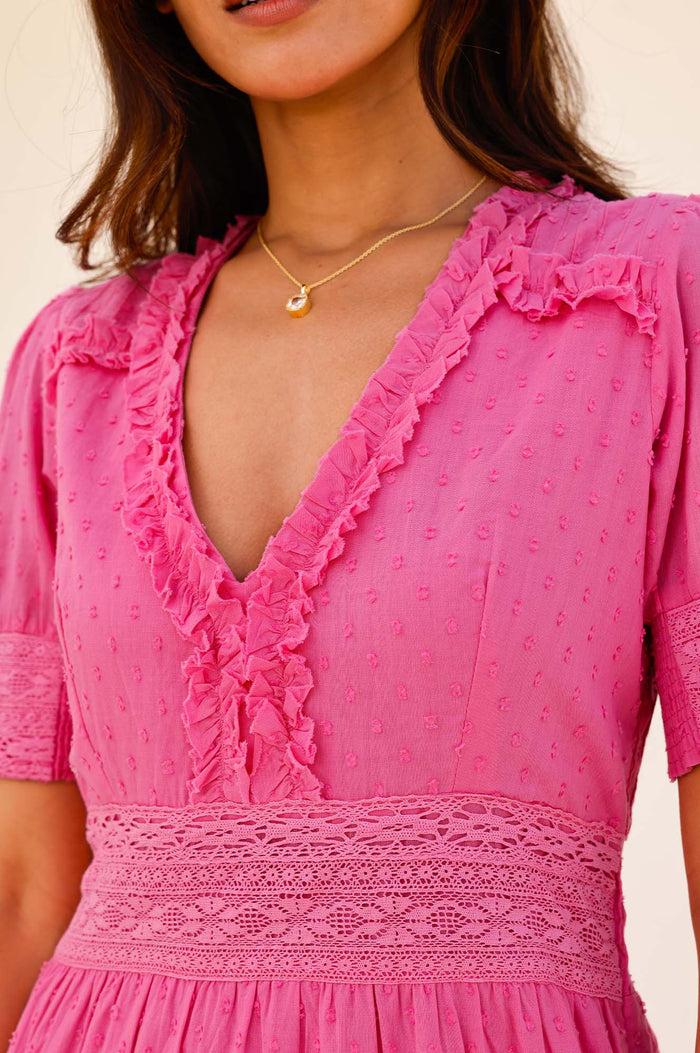 Aspiga Viola Short Sleeve Organic Cotton Dobby Dress