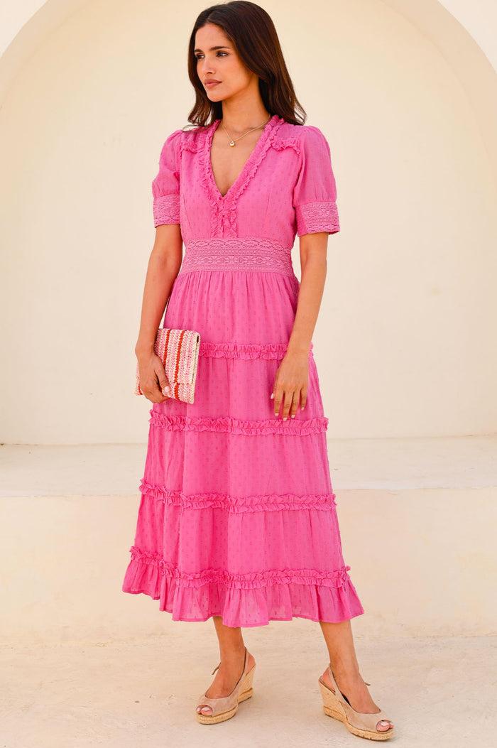 Aspiga Viola Short Sleeve Organic Cotton Dobby Dress