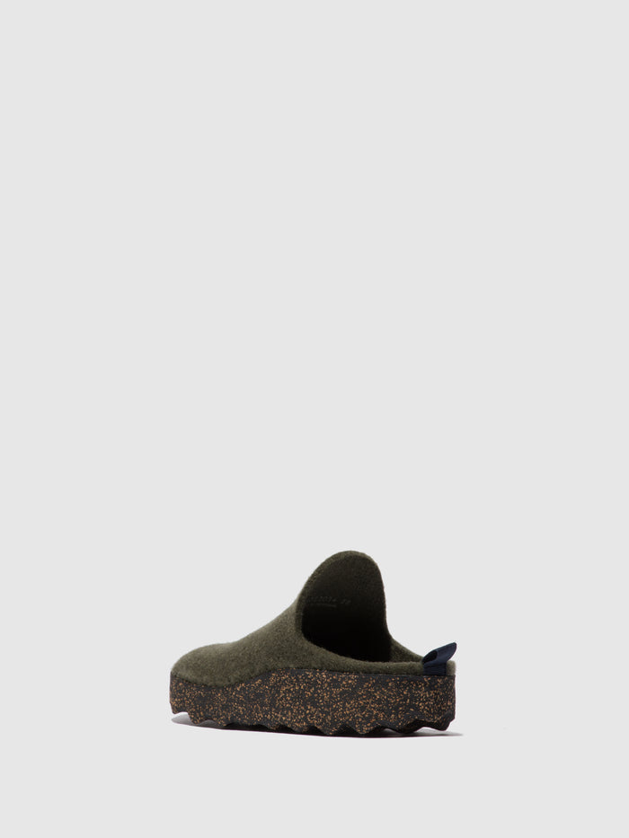 Asportuguesas Round Toe Mules COME MILITARY GREEN
