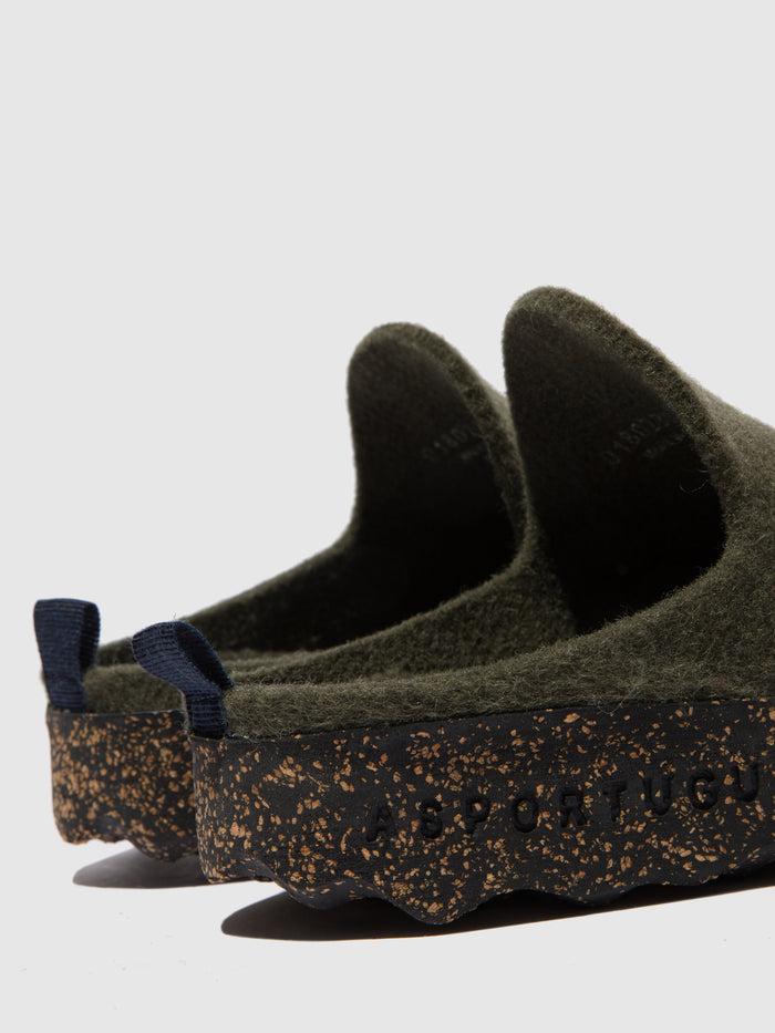 Asportuguesas Round Toe Mules COME MILITARY GREEN