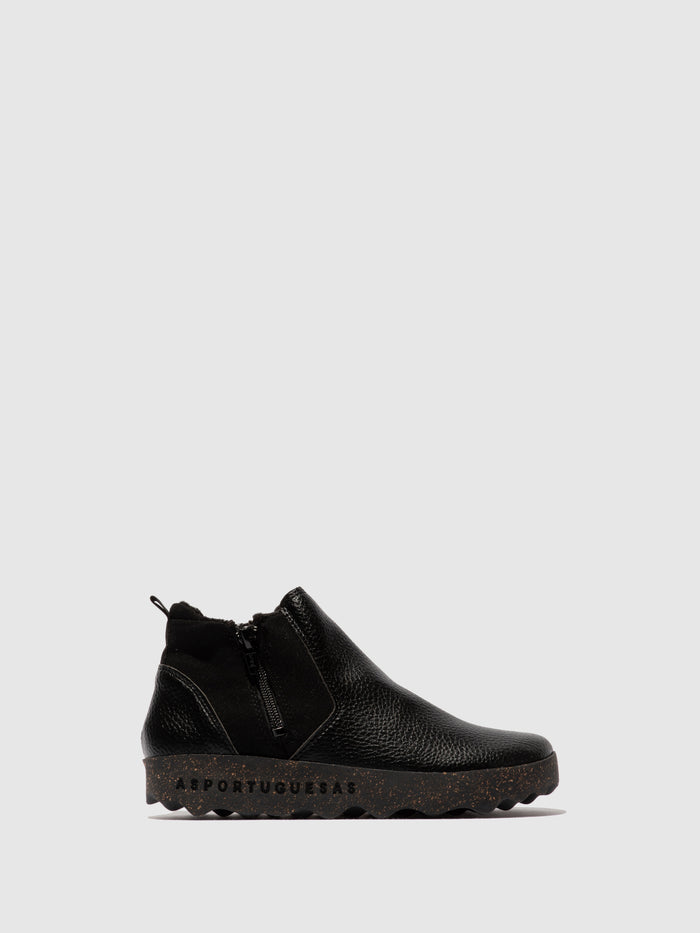 Asportuguesas Zip Up Ankle Boots COLM BLACK