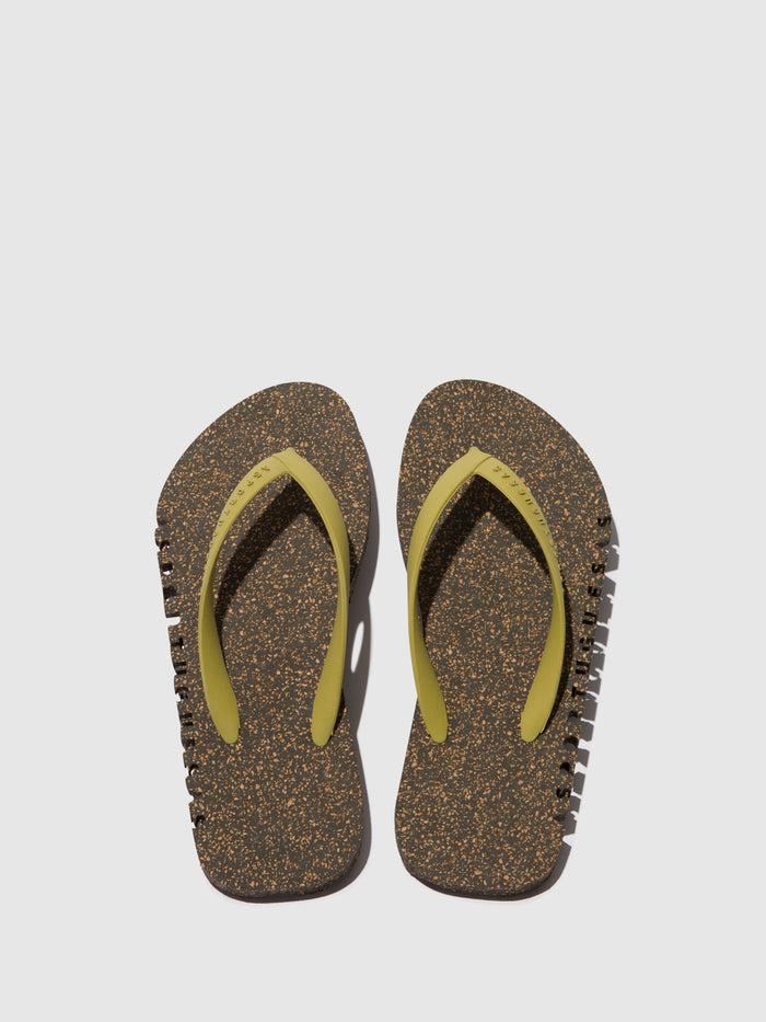 Asportuguesas Beach Flip-Flops BUMPY Black & Mlt. Gold Strap