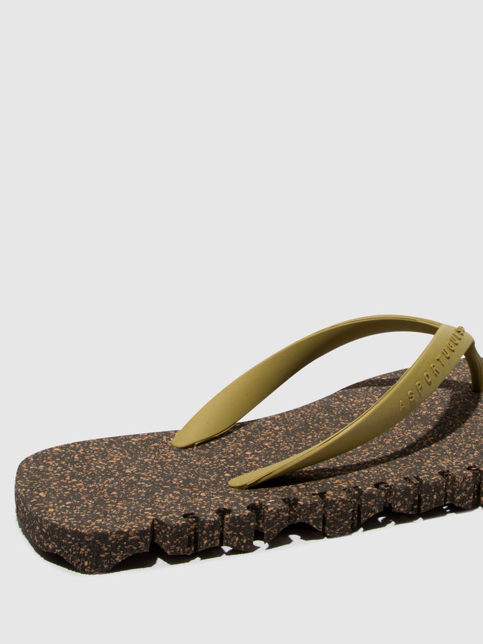 Asportuguesas Beach Flip-Flops BUMPY Black & Mlt. Gold Strap