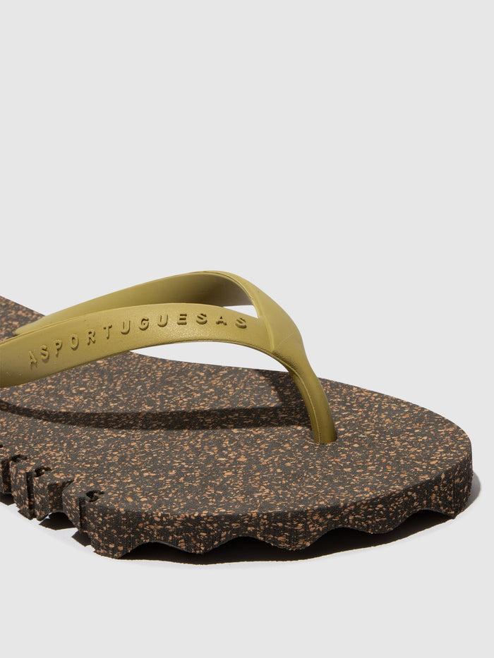 Asportuguesas Beach Flip-Flops BUMPY Black & Mlt. Gold Strap