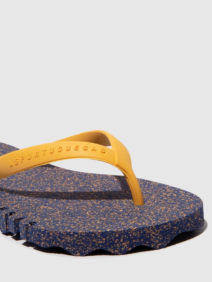 Asportuguesas Beach Flip-Flops BUMPY Blue & Yellow Strap