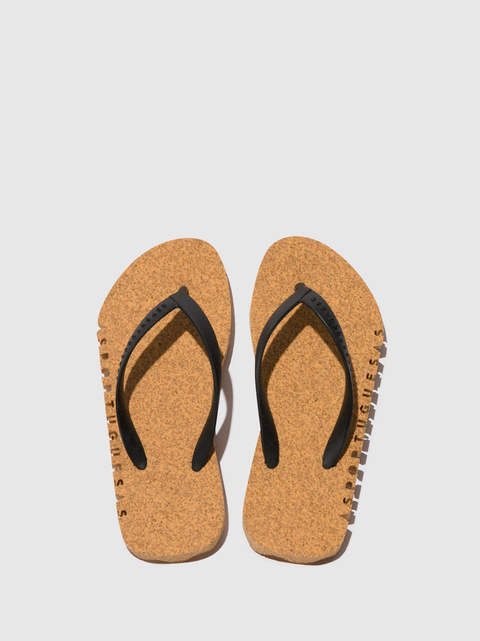 Asportuguesas Beach Flip-Flops BUMPY Yellow & Black Strap