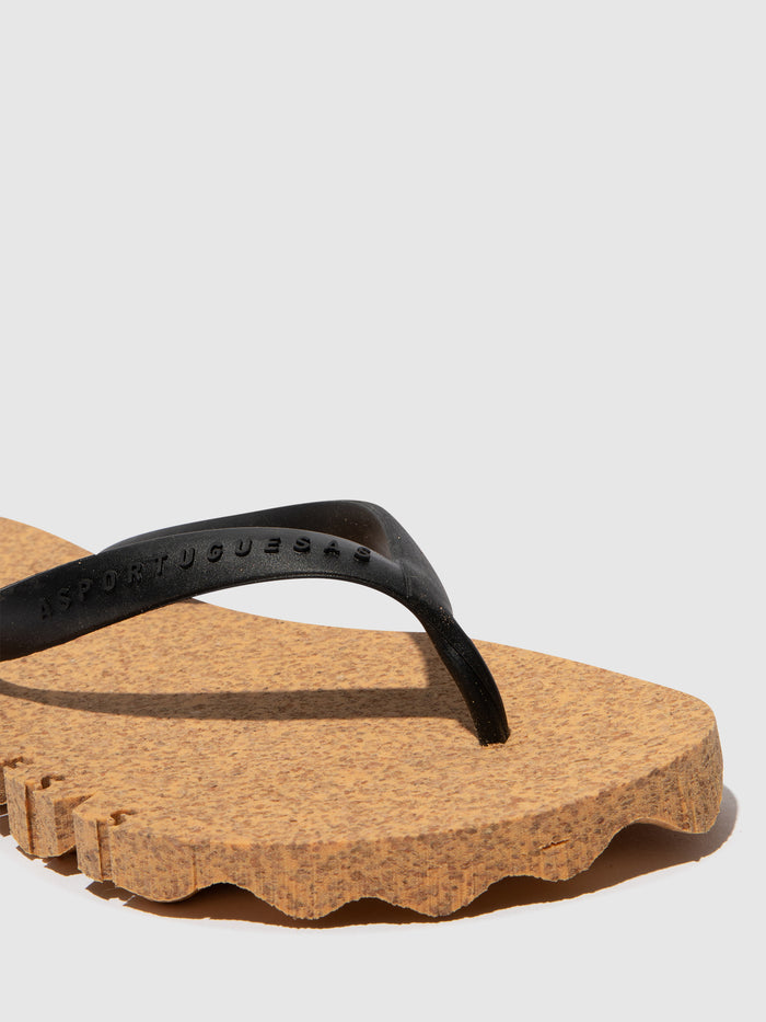 Asportuguesas Beach Flip-Flops BUMPY Yellow & Black Strap