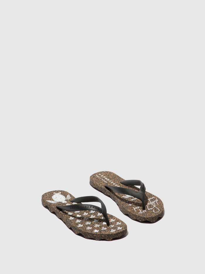 asportuguesas Beach Flip-Flops TURTLE Black & black strap