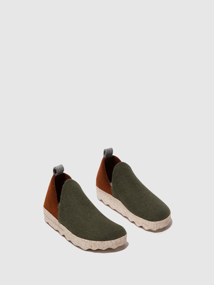 Asportuguesas Round Toe Shoes CITY MILITARY GREEN/ BROWN
