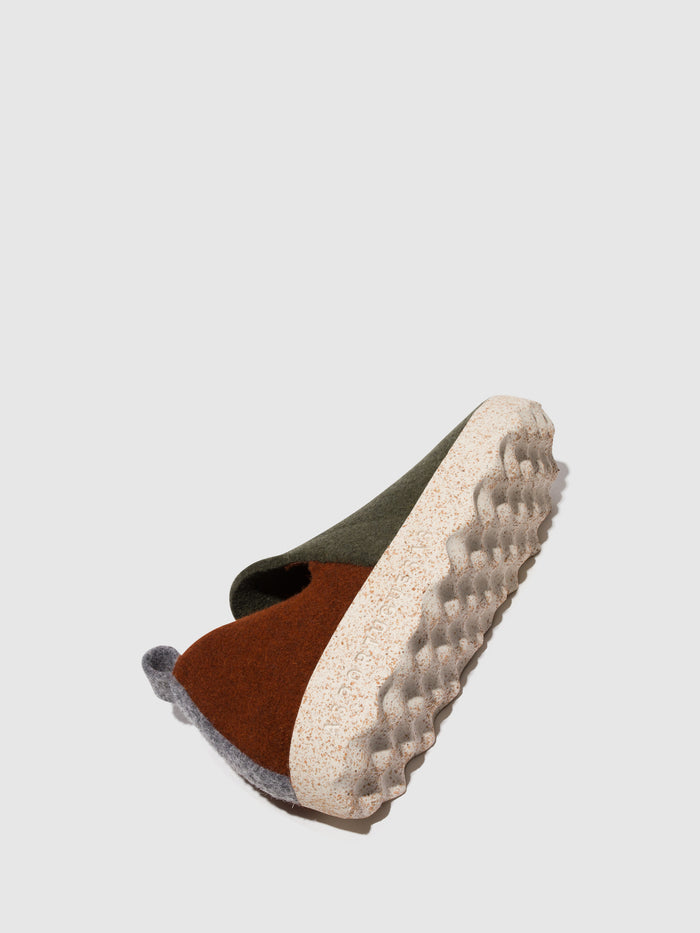 Asportuguesas Round Toe Shoes CITY MILITARY GREEN/ BROWN