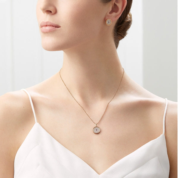 Asprey 167 Button Pendant In 18ct Rose Gold With Amethyst And Diamonds