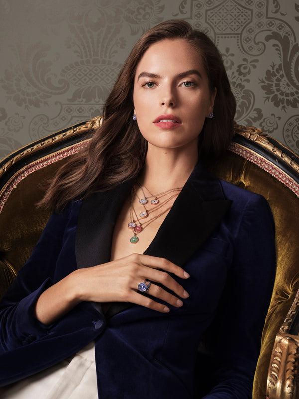 Asprey 167 Button Pendant In 18ct Rose Gold With Amethyst And Diamonds