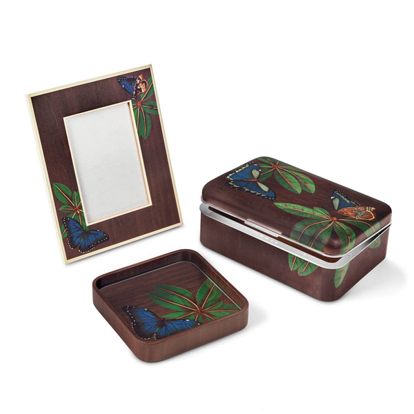 Asprey Butterfly Marquetry Wood Vide Poche