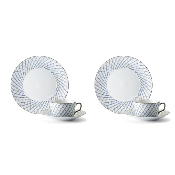 asprey Crosshatch Cup Saucer & Plate