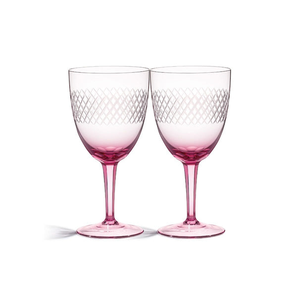 Asprey Crosshatch Red Wine Glasses Pair