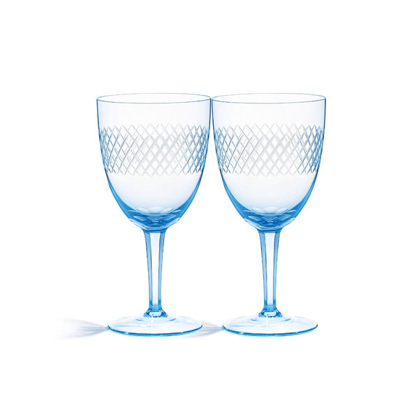 asprey Crosshatch Red Wine Glasses Pair