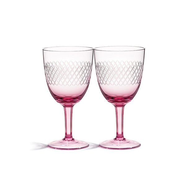 asprey Crosshatch White Wine Glasses Pair