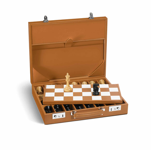 Asprey Hanover Chess Board Set In Saddle Leather