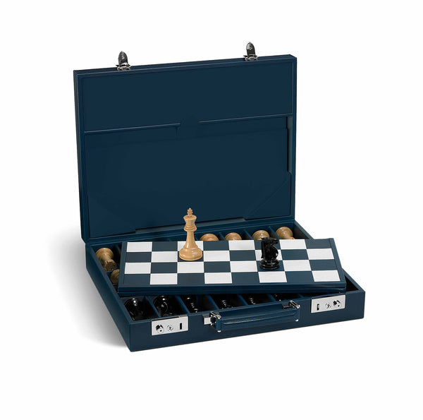 asprey Hanover Chess Board Set in Saddle Leather