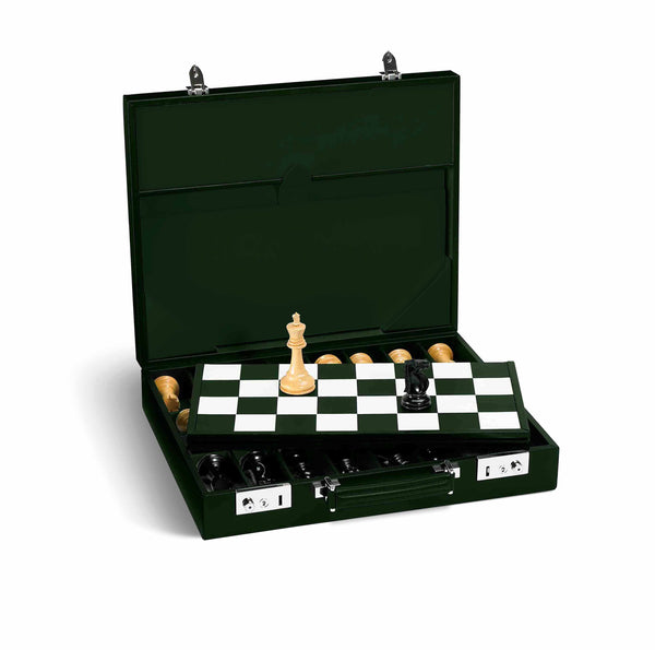 asprey Hanover Chess Board Set in Saddle Leather
